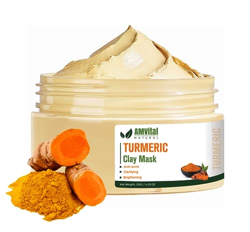 Turmeric Face Mask, Clay Facial Masks with Vitamin C, Skin Care f...