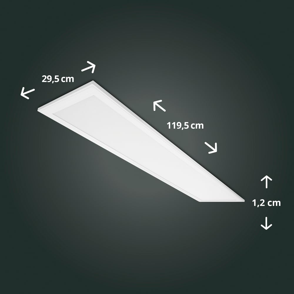 LED Panel 120x30cm 2800-6500K 4560lm RGB+CCT Farbsteuerung & dimmbar über Fernbedienung Einbau-/Einlegeleuchte Deckenleuchte für Rasterdecke oder Trockenbau 1195x295x12mm