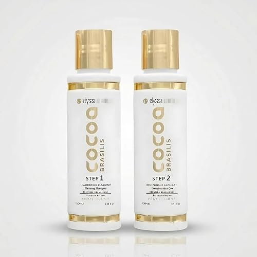 Cocoa Brasilis Kit Lissage Brésilien Professionnel Kératine & Acide Hyaluronique – Shampoing Clarifiant et Lissage – Cheveux Lisses, Brillants et Sans Frisottis (Mini Kit 2x100ml)