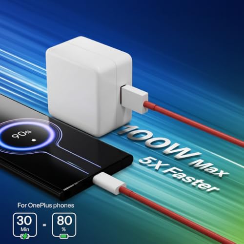 Image of 100W SUPERVOOC Charging Adapter | Warp /Dash Fast Charge Support | OnePlus 15, 13, 13R, 12, 12R, 11, 11R, 10, 10 Pro, 9, 9R, 8, 8T, 7, Nord, CE 3 Compatible | White