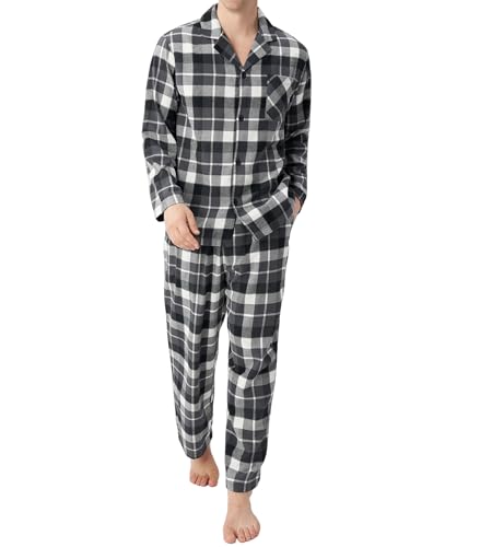 Image of DAVID ARCHY Men's Pajamas Set Flannel Pjs Sets Cotton Pajamas for Men | Ultra-Soft Loungewear Sets, Classic Plaid Sleepwear for Winter, Lounge Set with Roomy Pockets, Pijamas para Hombres
