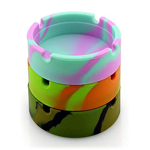 Howdia 3 Pack Silicone Ashtray Premium Silicone Rubber High Temperature Heat Resistant Round Design Ashtray Durable Camouflage Colors #TOP1