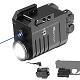 CRONHAWK Blue Laser Light Combo for Pistol, Rail Mounted Rechargeable Gun Flashlight Laser Combo with Strobe Compatible with Picatinny 1913