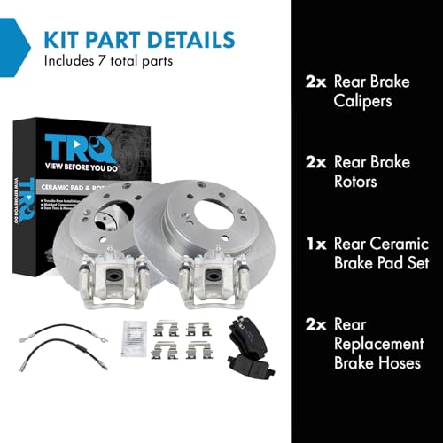 Image of TRQ Rear Brake Pad and Rotor Set Ceramic Calipers Compatible with 2014 Kia Optima