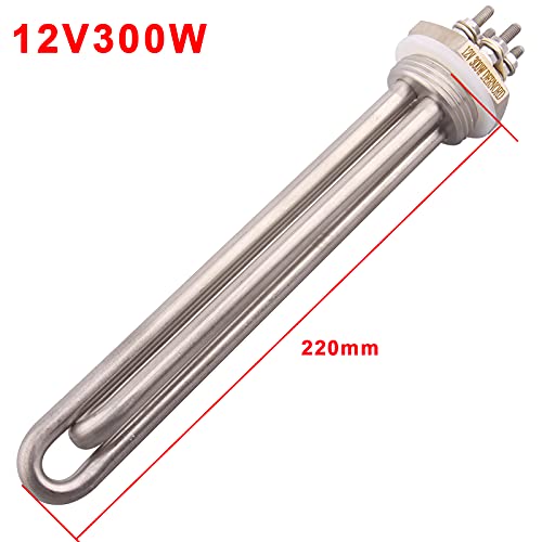 DERNORD 12V 300W BSP Tauch Wasser Heizelement 1 Zoll 33.25mm BSP DN25 Edelstahl Gewinde Tauchwasser Heizkörper Doppel U Typ
