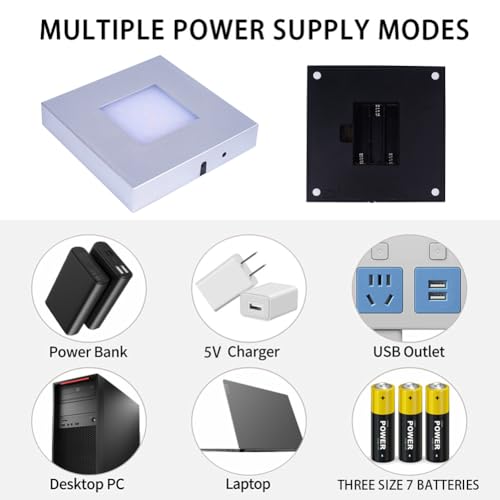 PHOSOK Suporte de luz multimodal multimodal de LED de 11 cm prata - Base de exibição quadrada para a