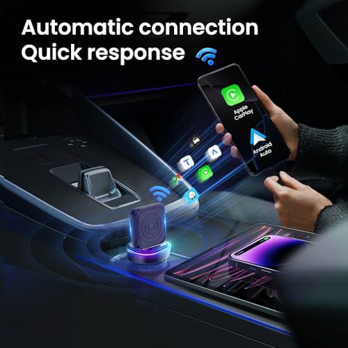 CarlinKit Wireless CarPlay& Android Auto MINI-Ultra Adapter, 2-in-1 Wireless Adapter Converts Wired CarPlay/Android Auto to Wireless,Mini Stick Design, OTA Upgrade