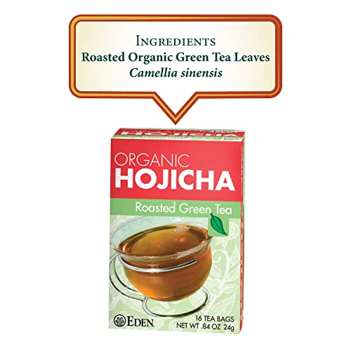 Eden Hojicha Organic Roasted Green Tea, Low Caffeine, Japanese, 16 Unbleached Manila Tea Bags Per Box (3-Pack) #TOP1