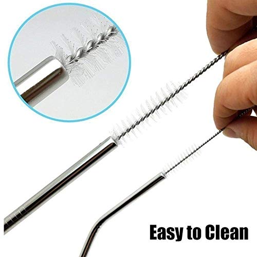 Image of WEZOSHINET (Pack of 6) Straw Cleaning Brush Stainless Steel Nylon Thin Pipes Drinking Straw Cleaning Brushes | Test Cleaning Brush Nylon Bristles Sliver-White-6 Pcs