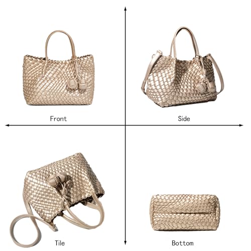 Image of Woven Tote Bag for Women, Hobo Bag for Work, Large Beach Travel Handbags and Purses, Retro Shoulder Bag, Shopping Bag