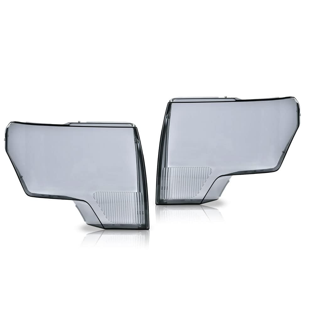 G-PLUS Front Headlight Lenses Cover Compatible with Ford F150 2009 2010 2011 2012 2013 2014,Left & Right Side 1 Pair(Smoky Lens)