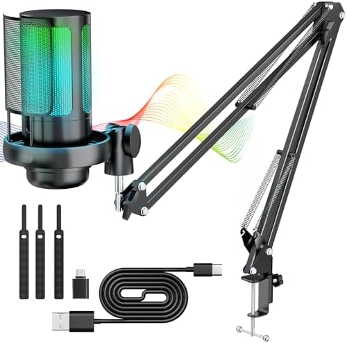 Microfono USB A Condensatore YOTTO - Plug & Play Per PC/Mac, Con Braccio Regolabile E Sospensione - Foto 6