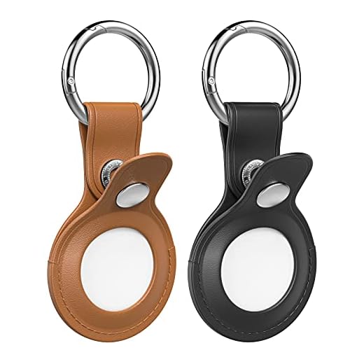 MoKo Pacote com 2 chaveiros para AirTag 2021, capa rastreadora AirTag de couro macio genuíno com chaveiro, capa antiperda para chaves de carro, bolsas, mochilas, preto e marrom