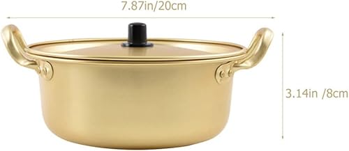 Miniatura 6 de Hemoton 1 juego de olla de ramen, olla de cocina coreana de ramen con tapa, cuchara y palillos (1 par), ollas coreanas para fideos ramen coreanos