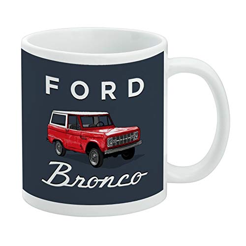 Ford Bronco ’66 Illustrated Ceramic Coffee Mug, Novelty Gift Mugs for Coffee, Tea and Hot Drinks, 11oz, White