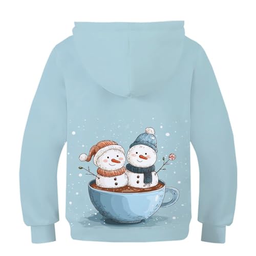 Pull à capuche bonhomme de neige imprimé 3D pour enfant de 8-10 ans avec poche - 3