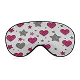 Schlaf-Augenmaske, rosa und weiß, Valentinstag, Herzen, Sterne, Schlafmaske für Damen und Herren,...