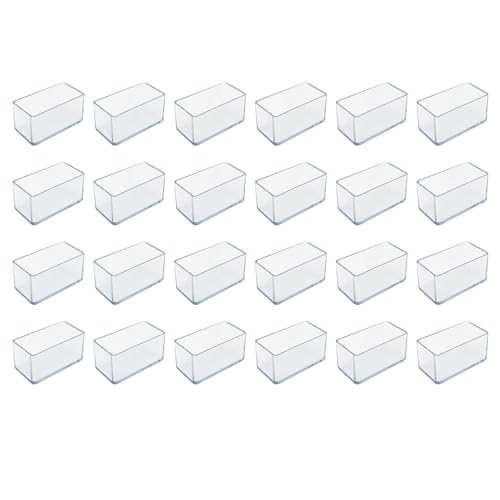 Rectangle Floor Protectors,PVC Non Slip Furniture Pads,TTZEZE Transparent Furniture Feet Caps,Plastic Furniture Feet Covers,Clear Indoor Sliders for Chair Legs 30x60mm/1.18x2.36'', 24