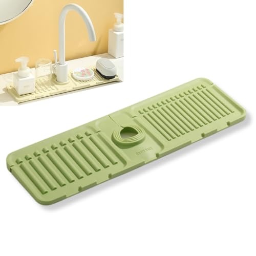 Boxonly Silicone Sink Splash Guard, Non-Slip Faucet Mat for Kitchen and Bathroom, Quick Drainage, 17.5