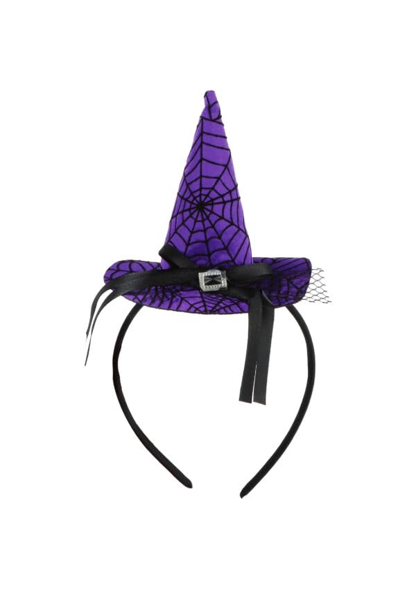 labreeze Purple Mini Witch Hat Headband – Halloween Fancy Dress Costume Accessory for Adults, Spooky Party Wear, Haunted House & Seasonal Event Outfit Decoration