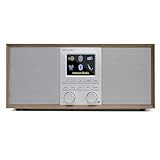 Internetradio mit DAB+ und CD-Player | FM-Radio, Podcasts | Stereoanlage mit eingebautem Subwoofer | Bluetooth-fähig | AUX & USB, Dual-Alarm | LED-Farbdisplay | MangoKit SR40 (Walnuss)