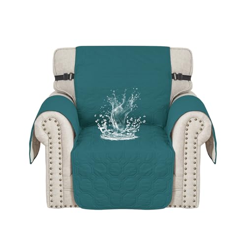 Ystyle Funda Sofa Impermeable 1 Plaza, Fundas para Sillones, Fundas De Sofa Anti Gatos, Fundas De Sofá Antideslizantes para Perros Mascotas, Sofa Cover Antimanchas, Verde Oscuro