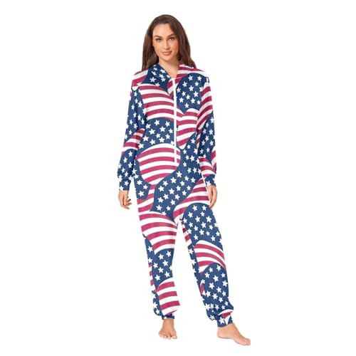 Combinaison pyjama contre le froid combinaison une piece drapeau americain confortable