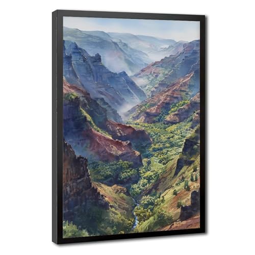 Waimea Canyon Watercolor Painting, Waimea Canyon State Park Poster, Kauai,