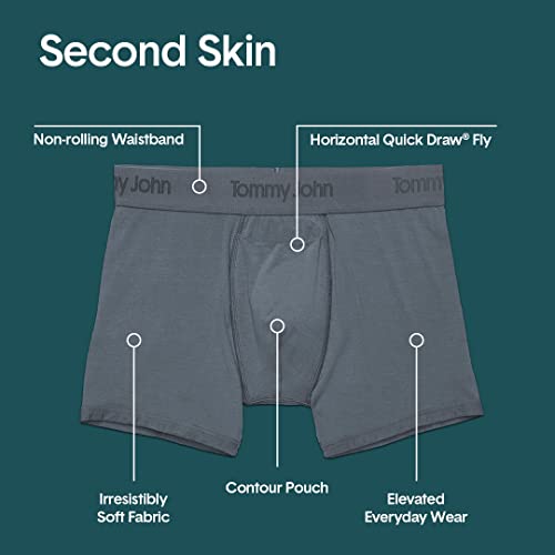 Tommy John Men’s Underwear - Second Skin Trunk With Contour Pouch And Shorter 4" Inseam – Silky Soft, Stretch Fabric (Small, Turbulence Grey - 3 Pack) #TOP3