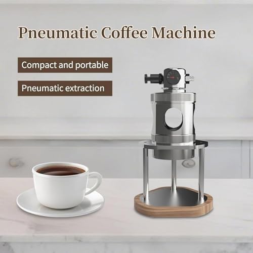 Manual Air Pressure Coffee Maker, Espresso Maker Manual Coffee Machine, Stainless Steel, 16Bar Fast Extraction, with Pressure Gauge, Compact for Camping Home Use (51mm)