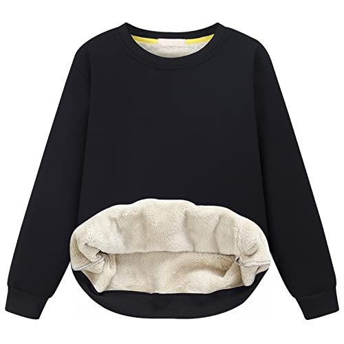 Gihuo Unisex Boy's Girls Winter Warm Sherpa Lined Crewneck Pullover Sweatshirt Fleece Casual Fall Clothes Sweatshirts