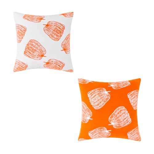 2 個の枕カバーカラフルなカボチャ秋秋を通して枕ケース季節のソファホーム Decorarion 家の装飾
