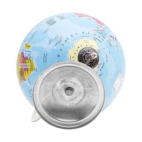 Image of Magicwand【10 Inch ht Chrome Base】Political Educational Laminated Rotating World Globe with Metal Base