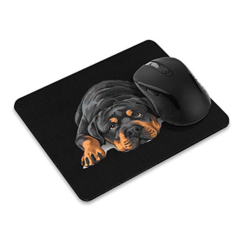 Image of Non-Slip Rectangle Mousepad, WIRESTER Rottweiler Dog Lying Down Looking Up Mouse Pad for Home, Office and Gaming Desk