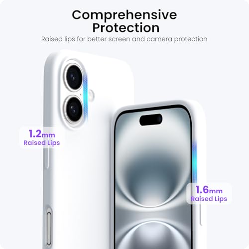 ORNARTO Compatible with iPhone 16 Case 6.1", Slim Liquid Silicone 3 Layers Full Covered Soft Gel Rubber Shockproof Phone Case, Protective Cover with Anti-Scratch Microfiber Lining-White by ORNARTO - Used condition - Image 4