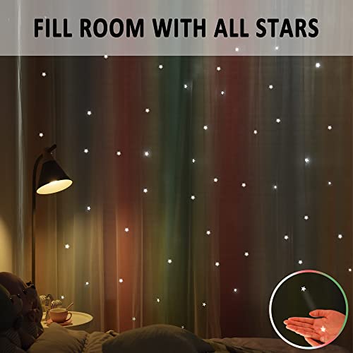 Kinryb Rainbow Blackout Curtains With Hollow-Out Stars Curtains For Girls Bedroom Rainbow Ombre Stripe Grommet Thermal Insulated Room Darkening Kids Curtains Beige/Blue W52 X L72 2 Panels #TOP3