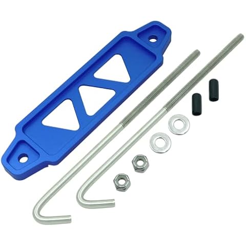 Altland Small Aluminum Car Battery Tie Down Bracket (8 Inch J-Hooks, Matte Blue) Cover