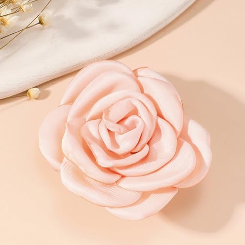 Image of Handmade Camellia Flower Boutonniere Stick Brooch for Women Bohemia Fabric Floral Lapel Pin Stylish Vintage Pin Corsage for Women Jewelry Gifts