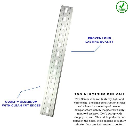 international connector tampg 2 pieces din rail slotted aluminum rohs 1234 inches long 35mm wide 75mm high