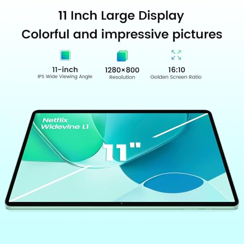 Image of ODEA Tablet 11 Inch, A11 Android Tablets with Octa-Core Processor, 12GB RAM 128GB ROM(1TB Expand), 7000mAh, Widevine L1, Face ID, IPS Touchscreen, 5G WiFi, 13+5MP, GPS