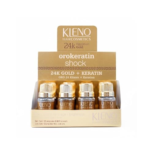 Kleno Shock OroKeratin 24K Gold + Keratin | 12 ampoules 0,50 fl Oz (15cc.)