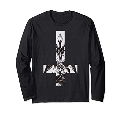 Baphomet Satan Okkult Schwarze Magie Umgedrehtes Kreuz Hail Langarmshirt