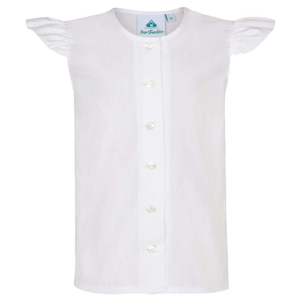 Isar-Trachten Kinder Dirndlbluse mit Flügelarm weiß Mädchen Bluse