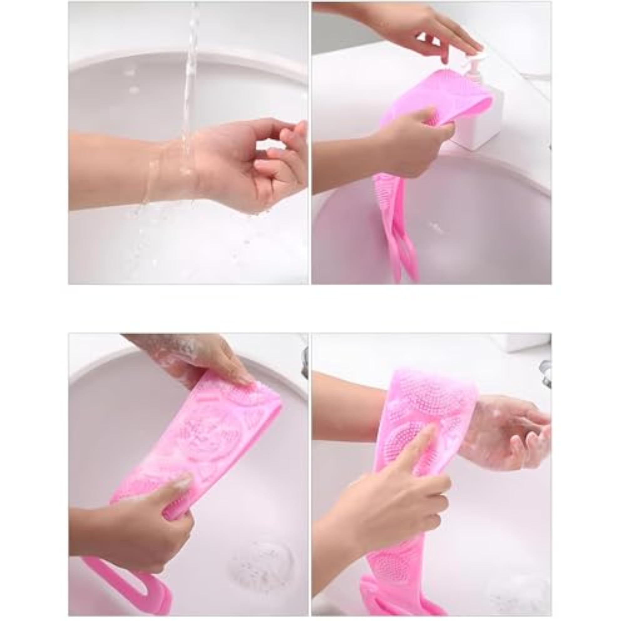 Silicone Back Scrubber for Bathing, Stretchable Shower Strap
