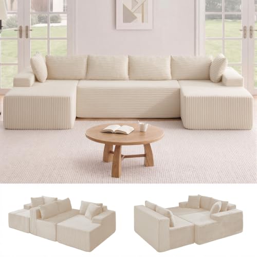 Korser 133" U-Shaped Corduroy Modular
