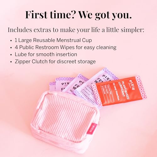 Pixie Cup - Soft, Safe, Reusable Menstrual Cup - Ranked 1 for The Best Tampon Alternative - 100% Medical-Grade Silicone Period Cup for Feminine Care - Buy One We Give One (Plum, Large)