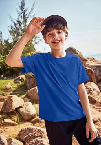 Pacote com 3 camisetas esportivas de malha para crianças/meninos/jovens, roupas esportivas, de manga