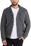X RAY Mens Cardigan Sweater, Shawl Collar Soft Cable Knitted Button Down Cardigan Sweaters for Men, Waffle Knit Charcoal, Large