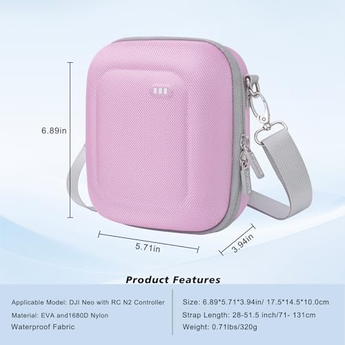 Krypthos Portable Shoulder Case for DJI Neo, Pink, Drone Carrying Case with Elastic Strap, Travel and Home Storage for DJI Neo Drone and Accessories by Krypthos - Used condition - Image 2