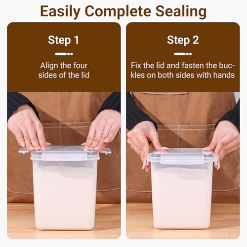 Set of 4 2.5L Flour Storage Containers, Plastic Airtight Food Storage Containers with Lids, Large Clip-Lock Kitchen Storage Containers for Cereal, Rice, Pasta, Sugar, BPA-Free Pantry Storage - Image 4